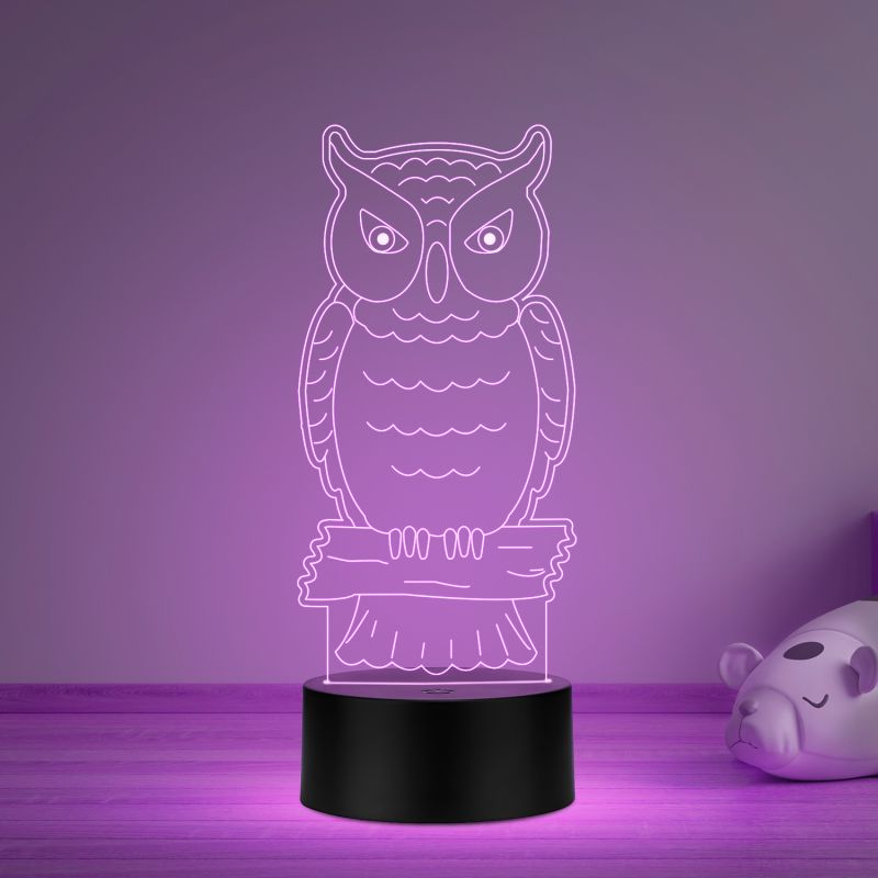 3D Illusion owl Night lamp with Multicolored Light  for Gift For Kids, Room Decor Light